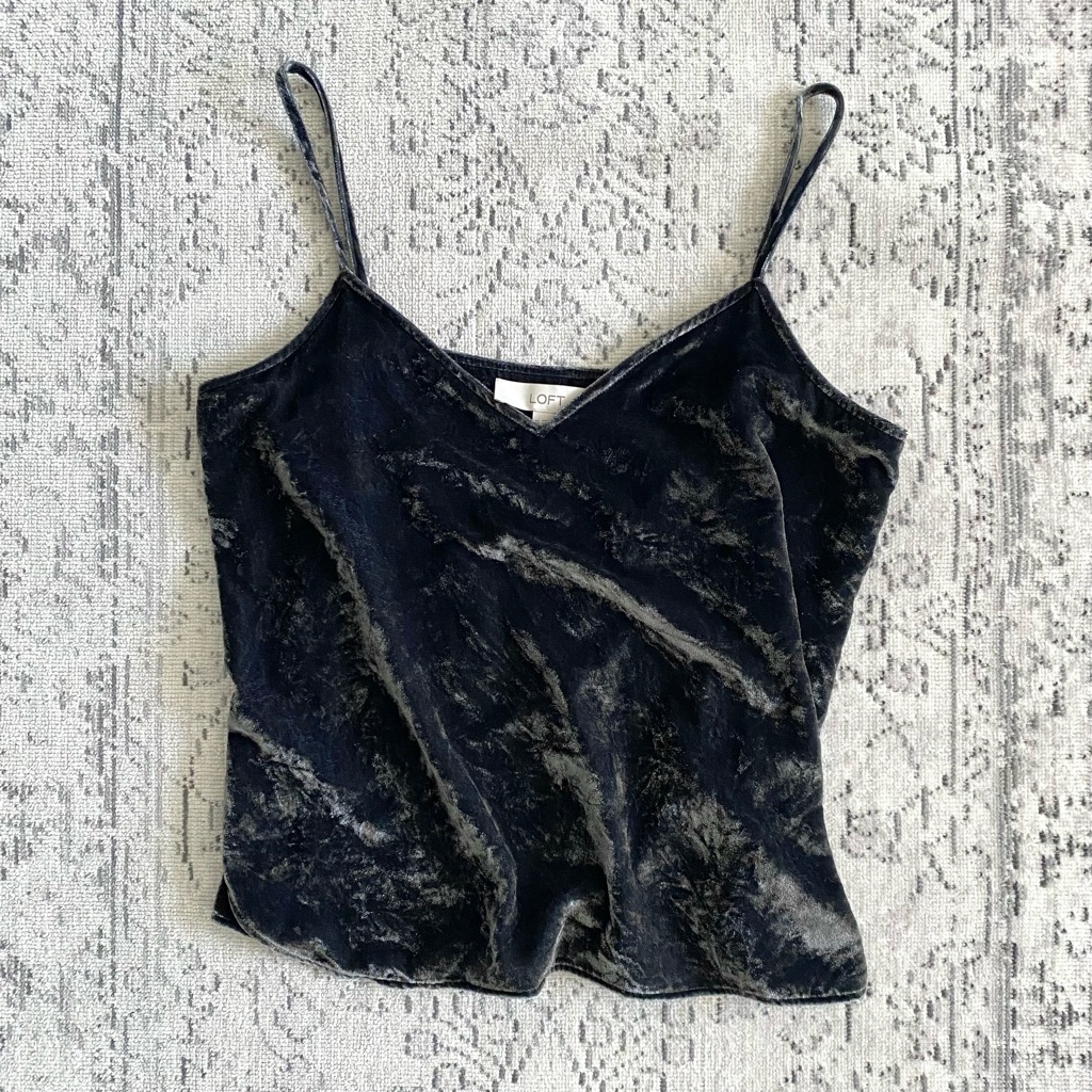 Loft Size Xs Velvet Cami Tank Top Gray